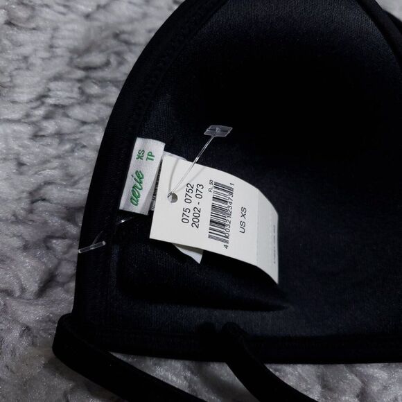 Aerie Perky Triangle Bikini Swim Top True Black Padded Lined Size XS - Picture 5 of 6